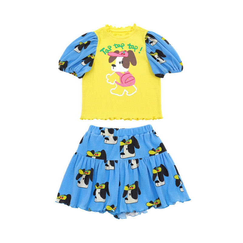 BE Cute Puppy Short Sleeve T-Shirt and Shorts Set