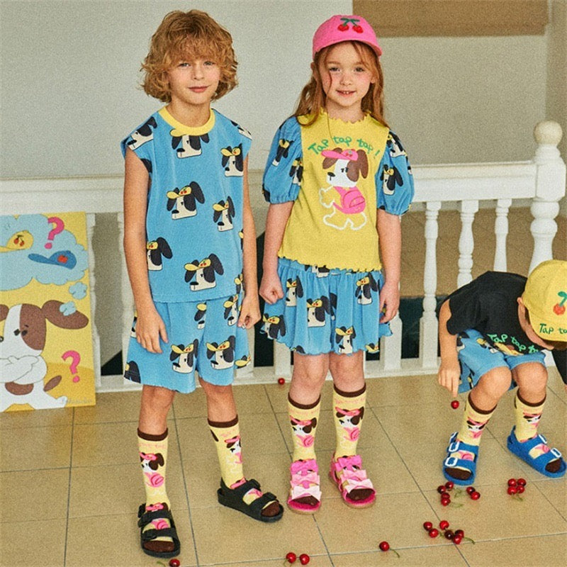 BE Cute Puppy Short Sleeve T-Shirt and Shorts Set