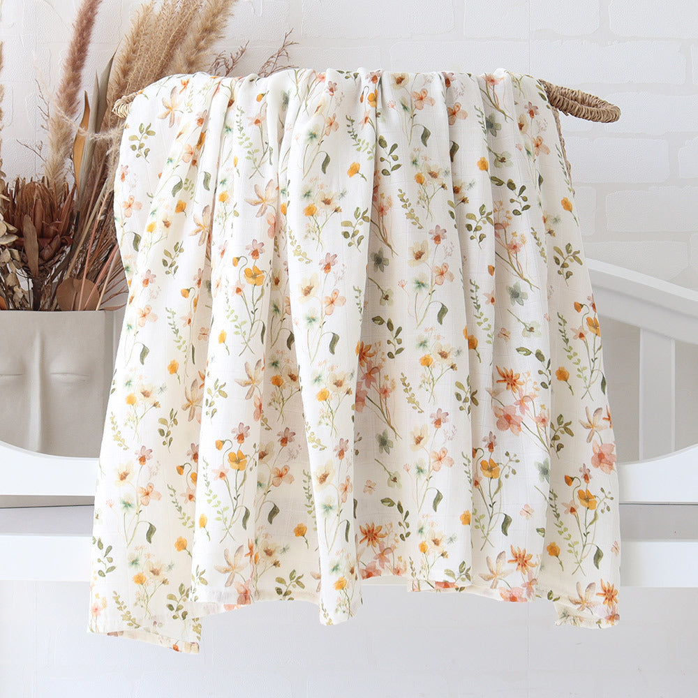 Angioletto Bamboo Muslin Blanket Flowers