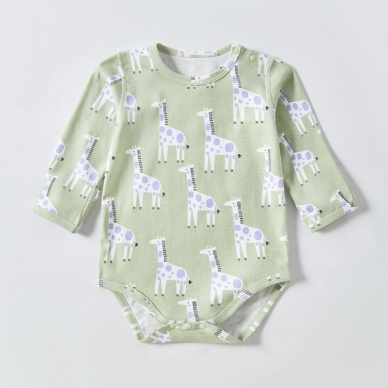 100% Organic Cotton Long Sleeve Bodysuit Set Baby Giraffe