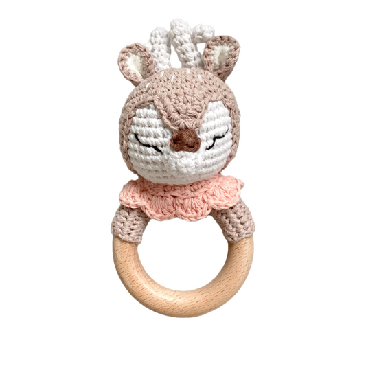 Handmade Crochet Baby Rattle Deer