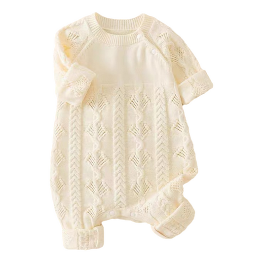 Infant Knit Long-Sleeve Bodysuit for Spring and Autumn