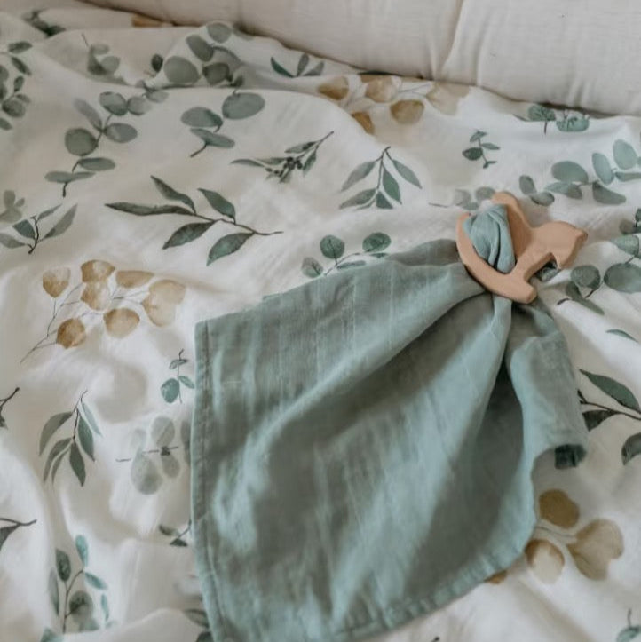 Baby Muslin Blanket Bamboo - Green Leafs
