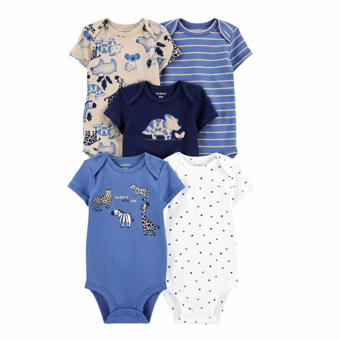 Carter's 5 Pack Short Sleeve Bodysuits Baby Boy