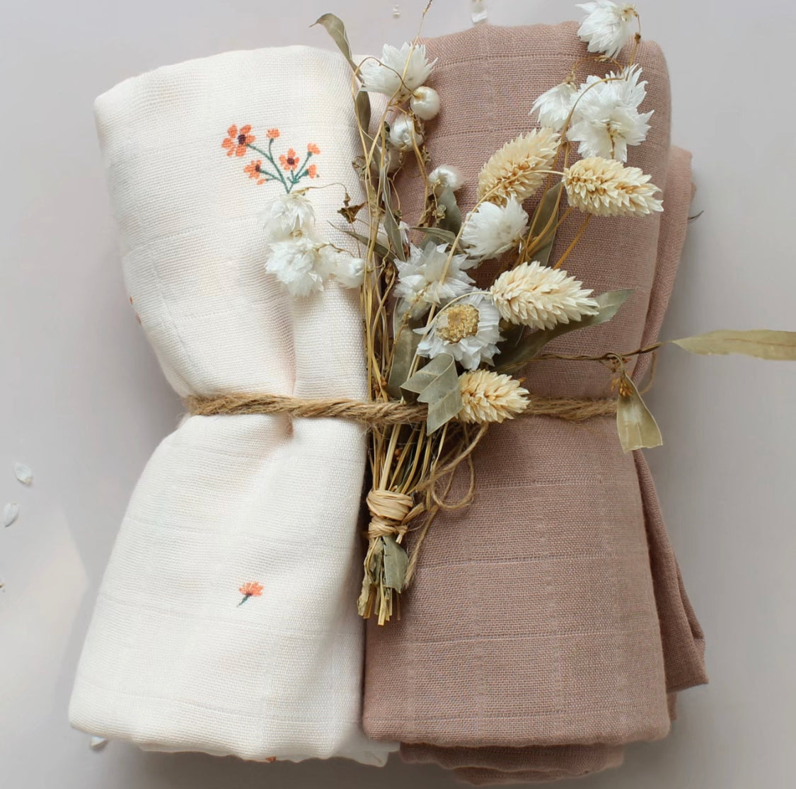 Angioletto Baby Swaddle 100% Organic Cotton Orange Flowers